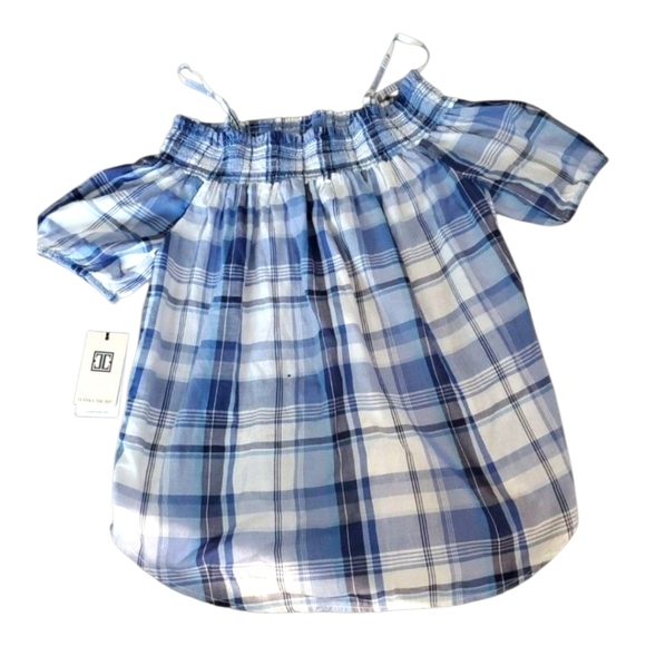 Ivanka Trump womens cold shoulder smocked bodice gingham windowpane plai… - Picture 3 of 5